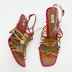Prada Vintage Rainbow Multicolor Strappy Slingback Stiletto Sandal Heels IT 41